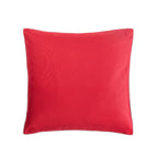 A red outdoor cushion with a thin white piped edge, shown against a plain white background.