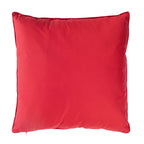A plain reverse of a red outdoor euro cushion with piped edges, shown against a plain white background.