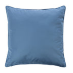 A plain reverse of a blue outdoor euro cushion with piped edges, shown against a plain white background.