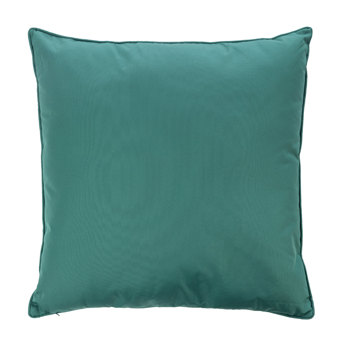 A plain reverse of a green outdoor euro cushion with piped edges, shown against a plain white background.