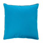 A plain reverse of a blue outdoor euro cushion with piped edges, shown against a plain white background.