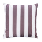 A square outdoor euro cushion featuring vertical stripes in mocha and white, shown against a plain white background.