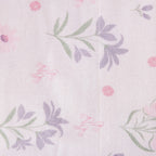 Floral pattern with pink flowers and purple leaves on a light background