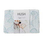 Hush brand flat sheet packaging with a patterned design on a white background