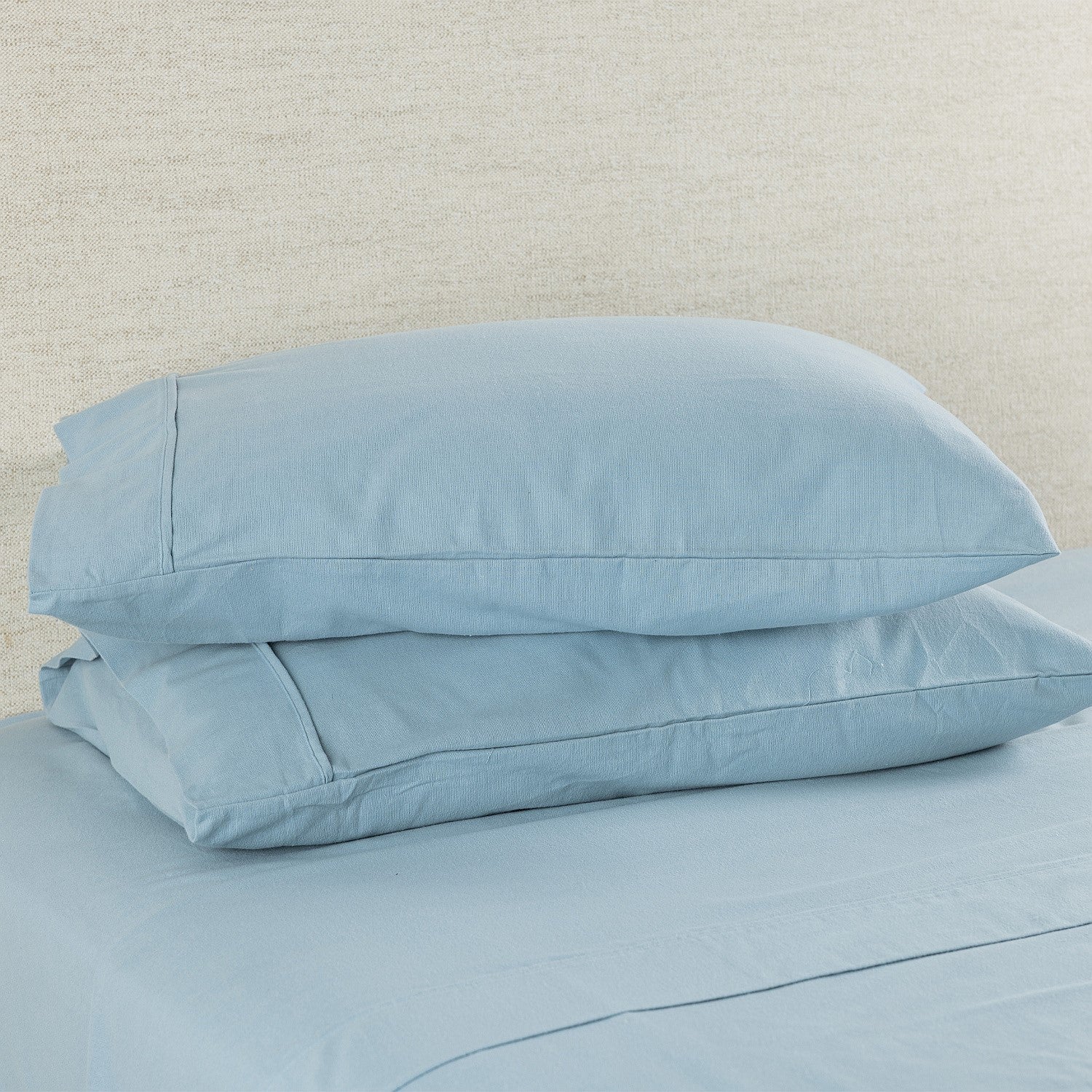 Hush Plain Blue Flannelette Pillowcase Pair
