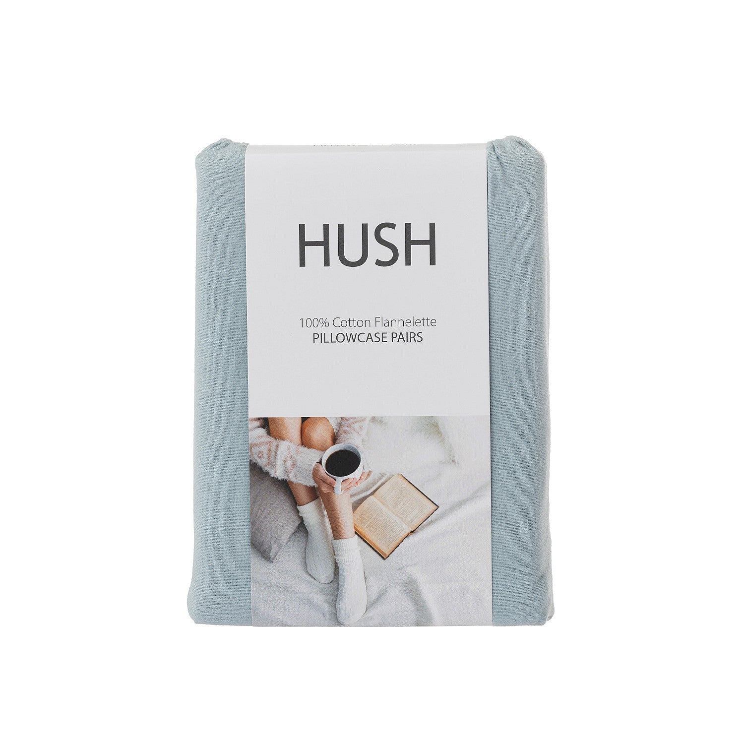 Hush Plain Blue Flannelette Pillowcase Pair