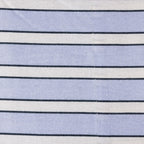 Close-up of fabric with horizontal stripes in blue, white, and black.