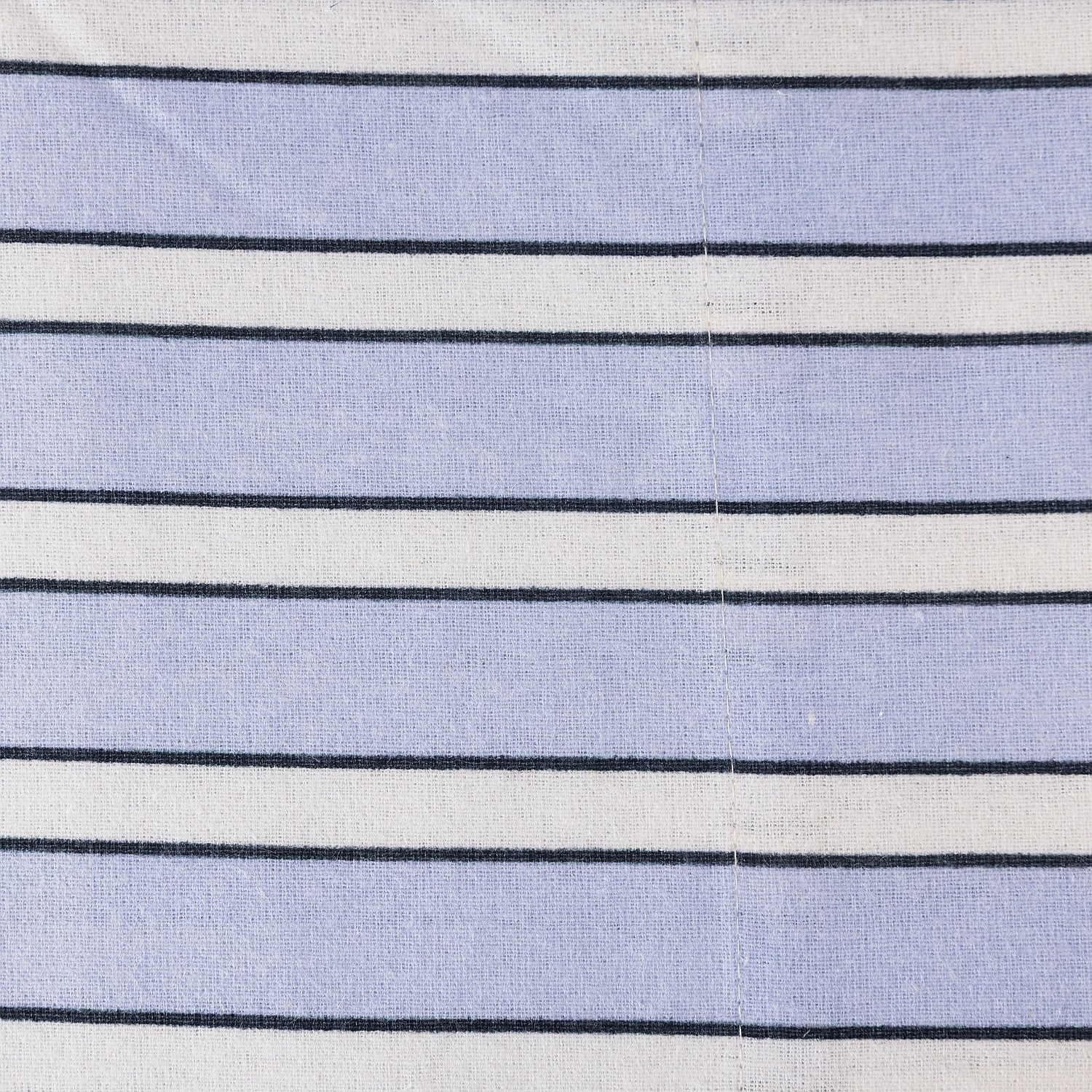 Close-up of fabric with horizontal stripes in blue, white, and black.