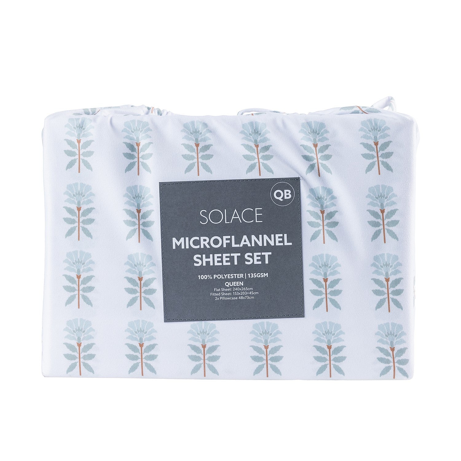 Solace Blue Foral Microflannel Sheet Set