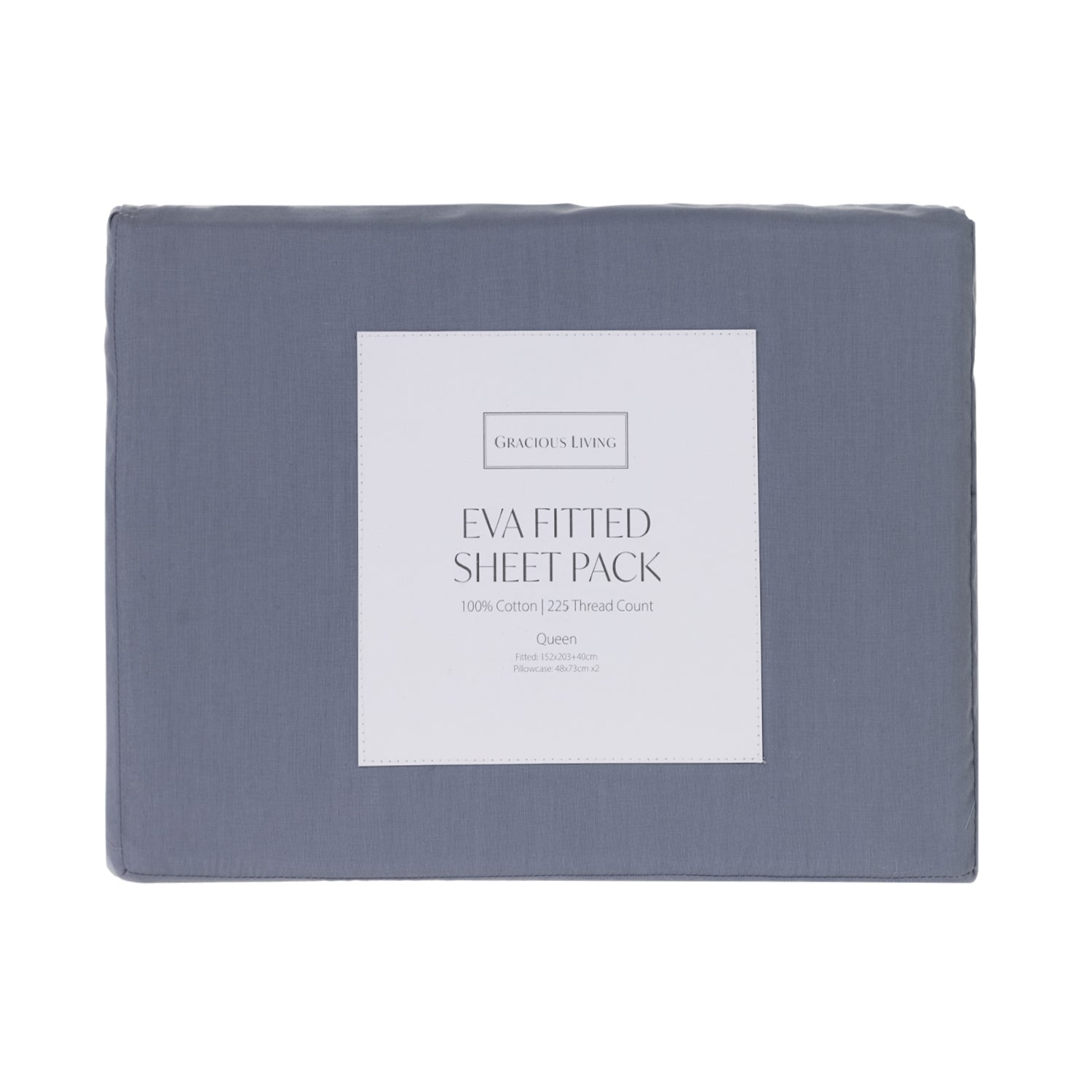 A blue sheet pack in fabric bag packaging on a plain white background.