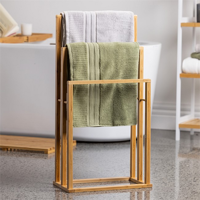 Solace Bamboo 3 Bar Towel Rack, Wooden Towel Rail Freestanding Nz