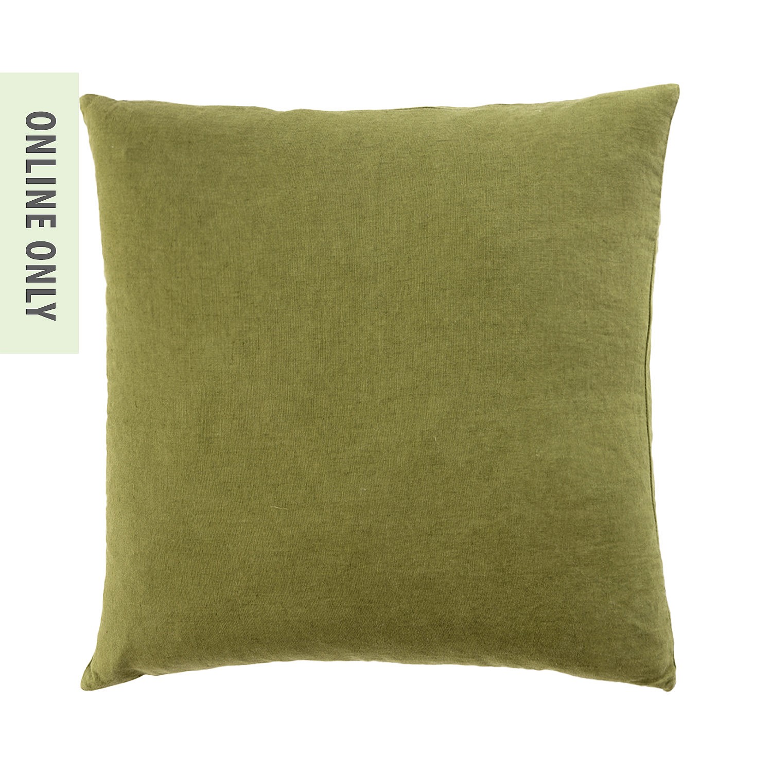 100% Belgium Linen Vintage Washed Cushion- Feather Filled - Olive