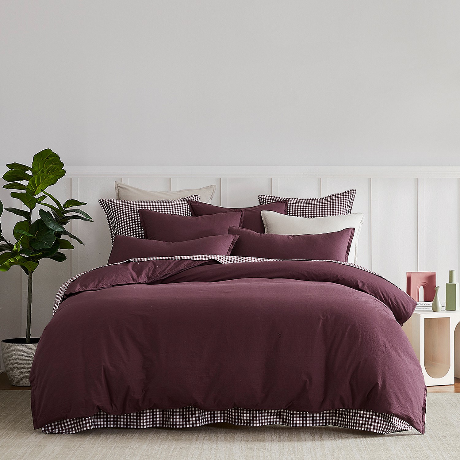 Stonewashed Cotton Duvet Cover Set, Ivory/White
