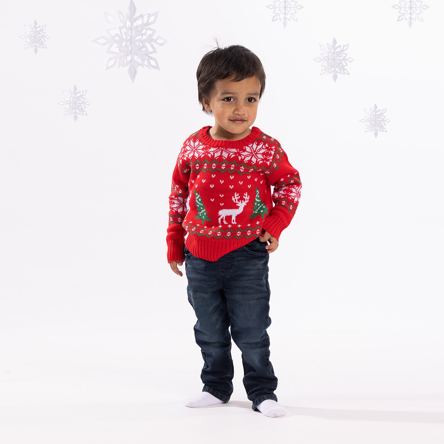 CHRISTMAS PRINT BOYS FLEECE JOGGER - RED