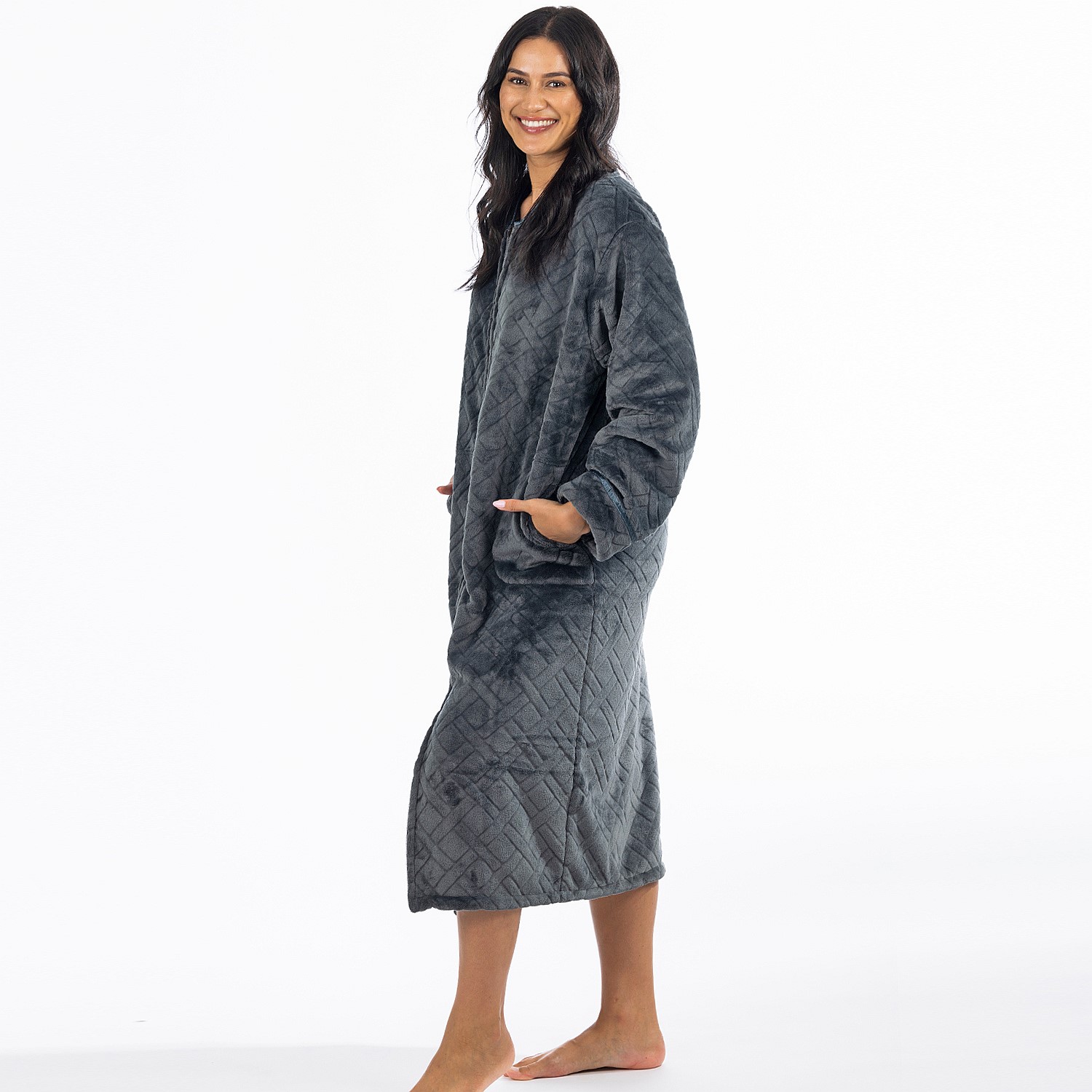 Fleece Zip Through Dressing Gown | M&S CZ