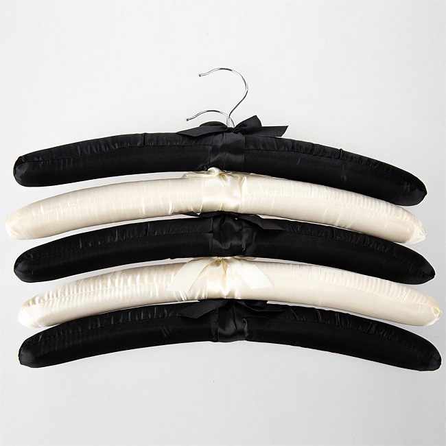 Home Essentials Padded Hangers 5Pk Black & Cream Home Essentials Padded Hangers 5Pk Black & Cream