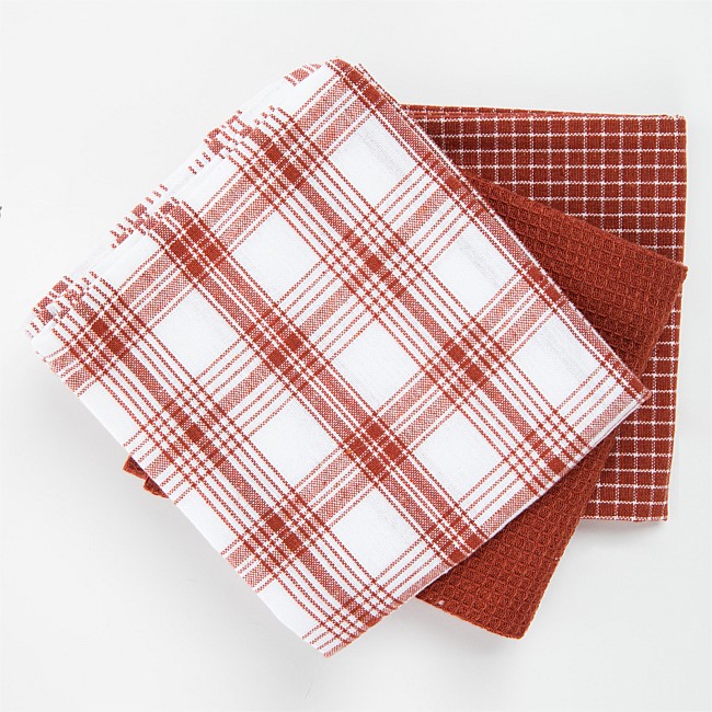 Home Co. Cotton Tea Towels 3 Pack Clay