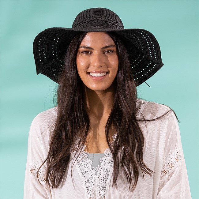 Sirene Women's Pattern Weave Wide Brim Hat