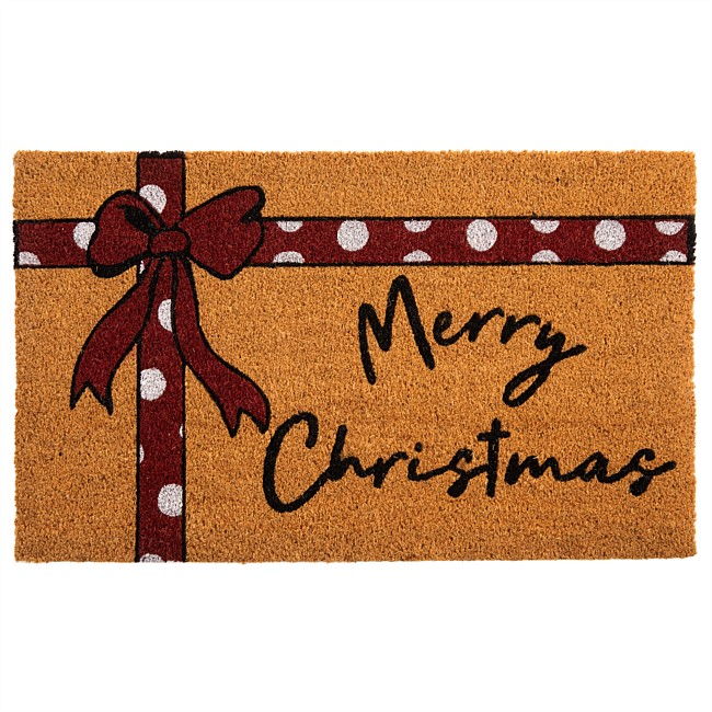 Christmas Wishes Bow Coir Mat