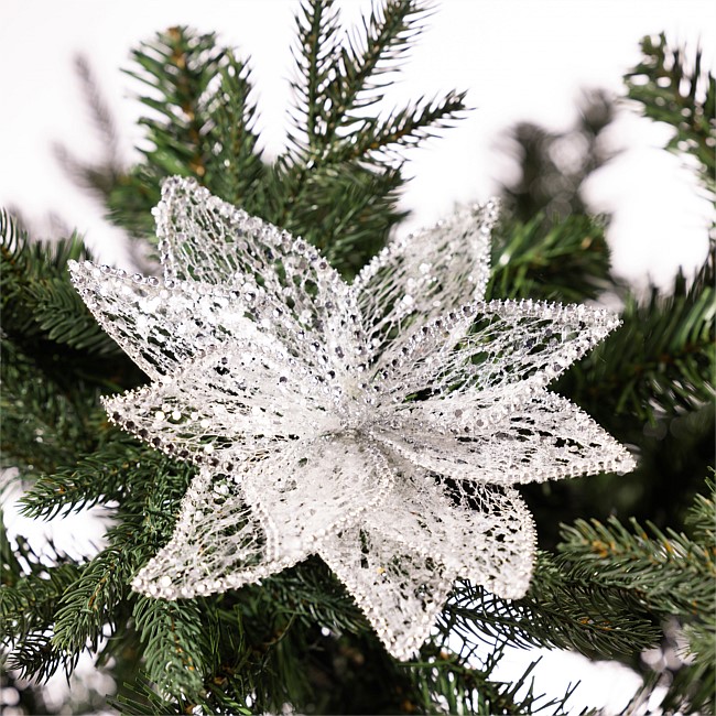 Christmas Wishes Glitter Flower White Christmas Wishes Glitter Flower White