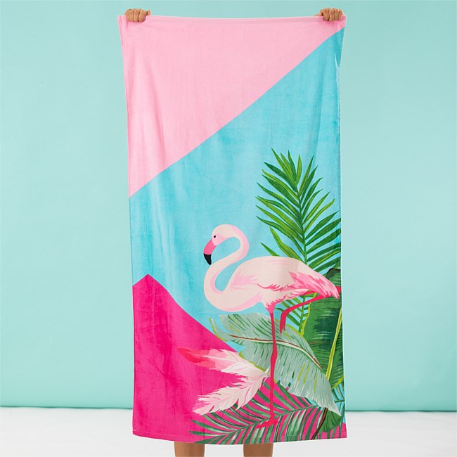 Seaside Supplies Velour Flamingo Beach Towel