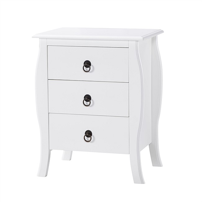 Home Chic Queens 3 Drawer Bed Side Table