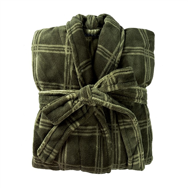 Bambury Mens Check Microplush Bathrobe Bambury Mens Check Microplush Bathrobe