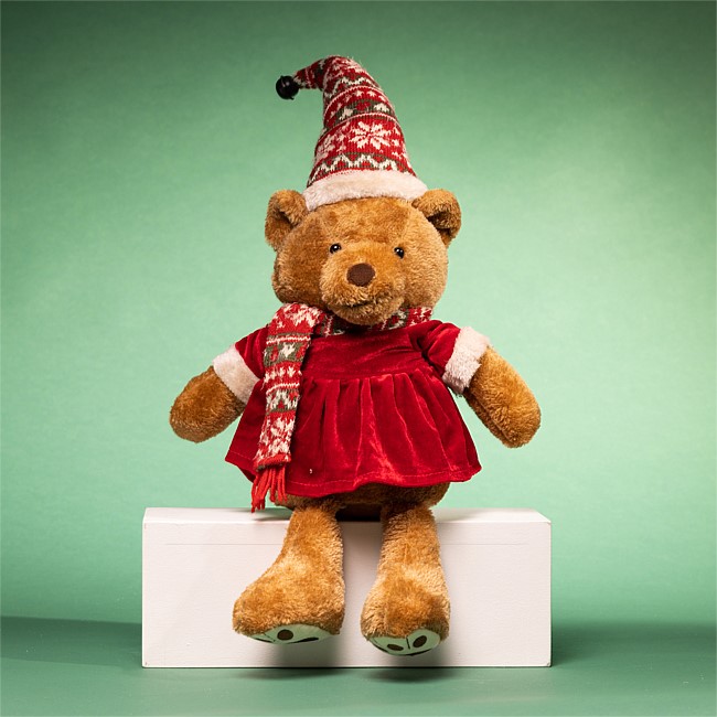 Christmas Wishes Teddy Sitting With Dress
