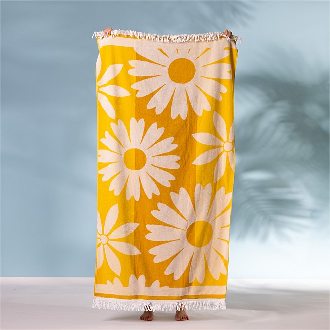 Seaside Supplies Double Jacquard Velour Beach Towel Flower Fringe 100X180cm Seaside Supplies Double Jacquard Velour Beach Towel Flower Fringe 100X180cm