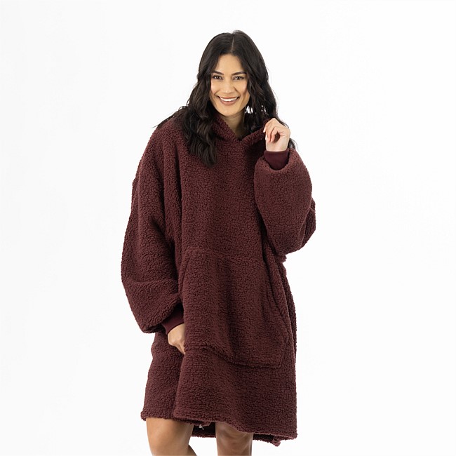 bb&b Sleep Teddy Fleece Burgundy Oversized Hoodie bb&b Sleep Teddy Fleece Burgundy Oversized Hoodie