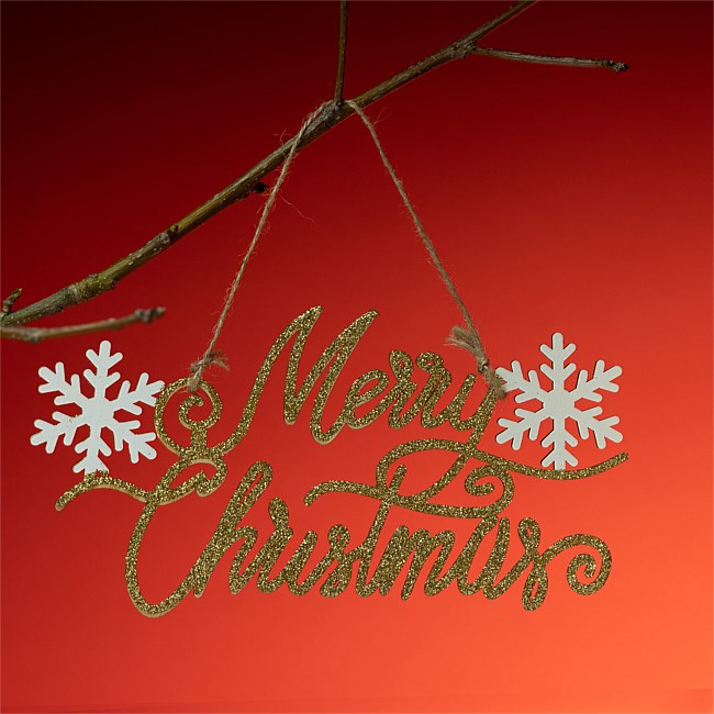 Christmas Wishes Glittery Merry Christmas Sign Decoration