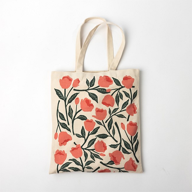 Design Republique Canvas Tote Bag Pink Flowers