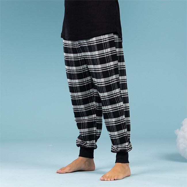bb&b Sleep Mens Flannel Check Cuff Pants Black
