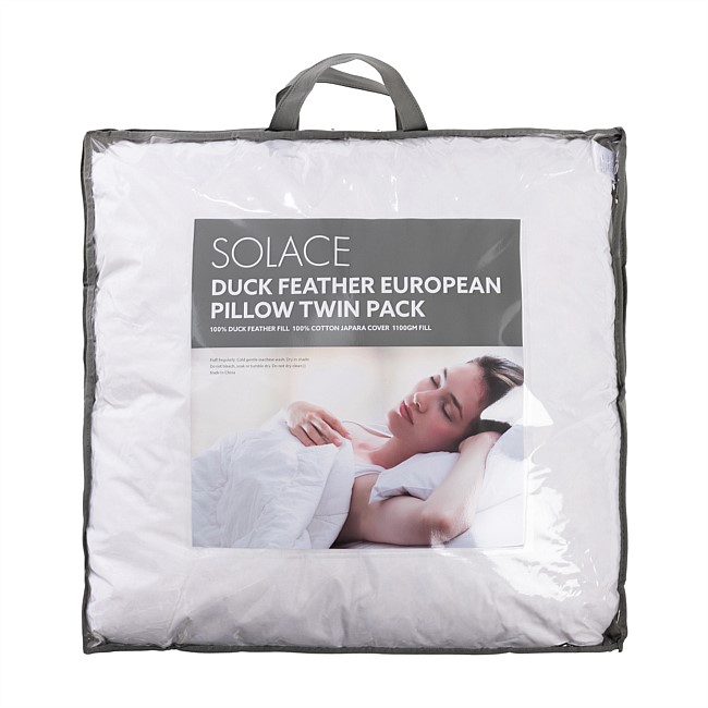 Solace Duck Feather Euro Pillow Twin Pack