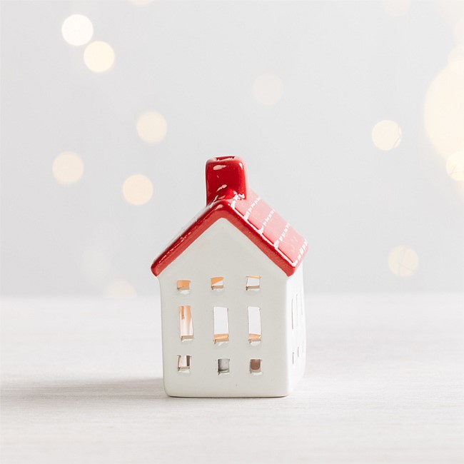 Christmas Wishes Red Tealight House Small