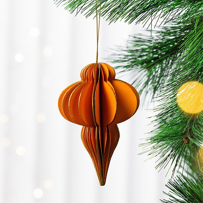 Christmas Wishes Orange Tear Drop Paper Hanging Decoration
