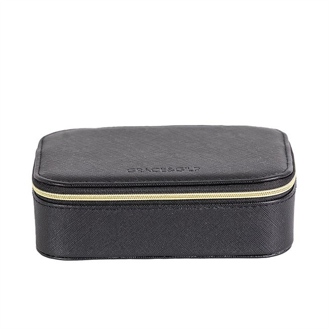 Grace & Gild Lucy Leather Look Jewellery Box Black Large