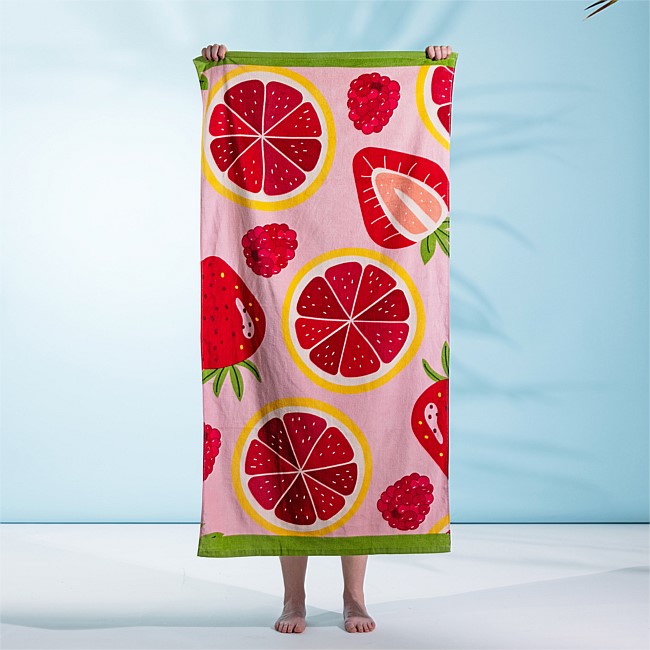 Seaside Supplies Velour Beach Towel Fruit Bowl 75x150cm