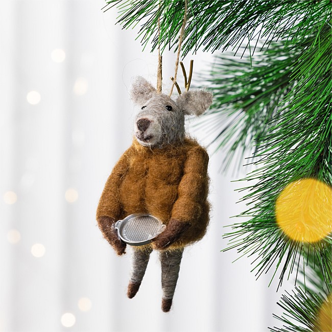 Christmas Wishes Deer With Puff Jacket Hanging Decoration
