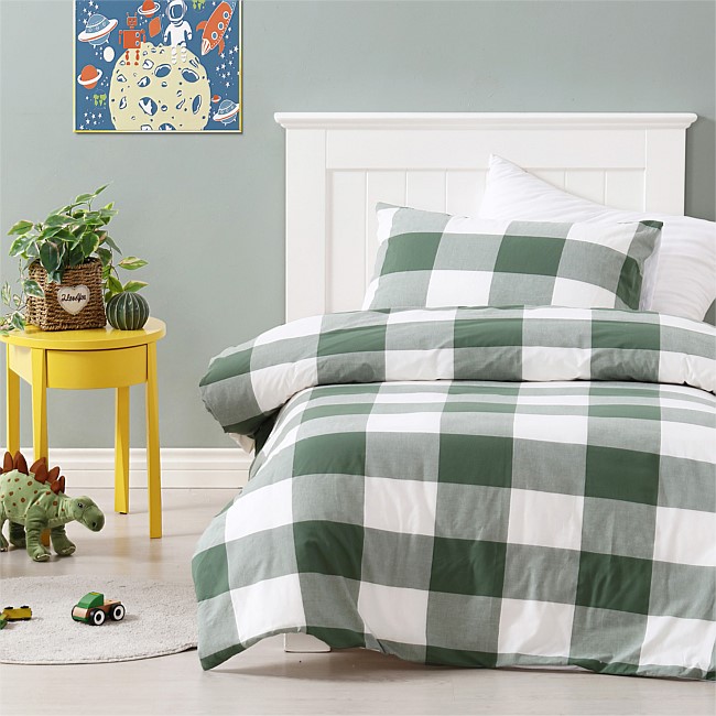 bb&b Kids Buffalo Check Cotton Duvet Cover Set Forest Green