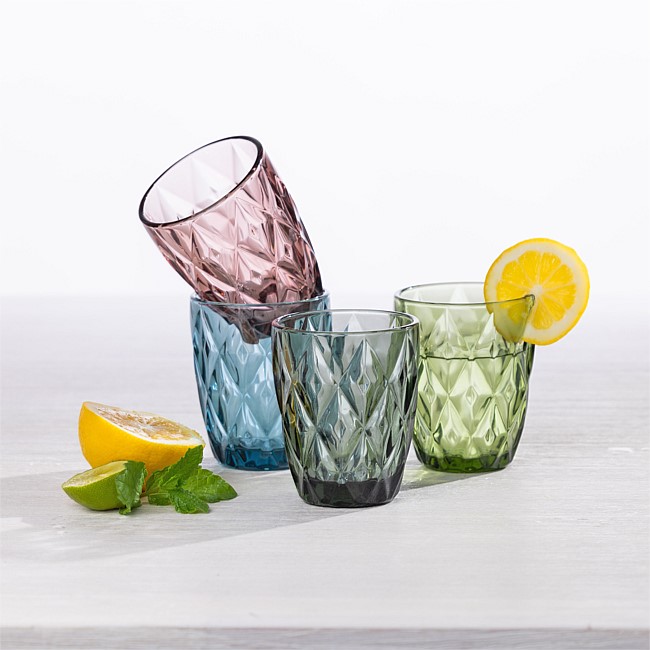 Home Co. Coloured Glasses 4 Piece Set 240ml Home Co. Coloured Glasses 4 Piece Set 240ml