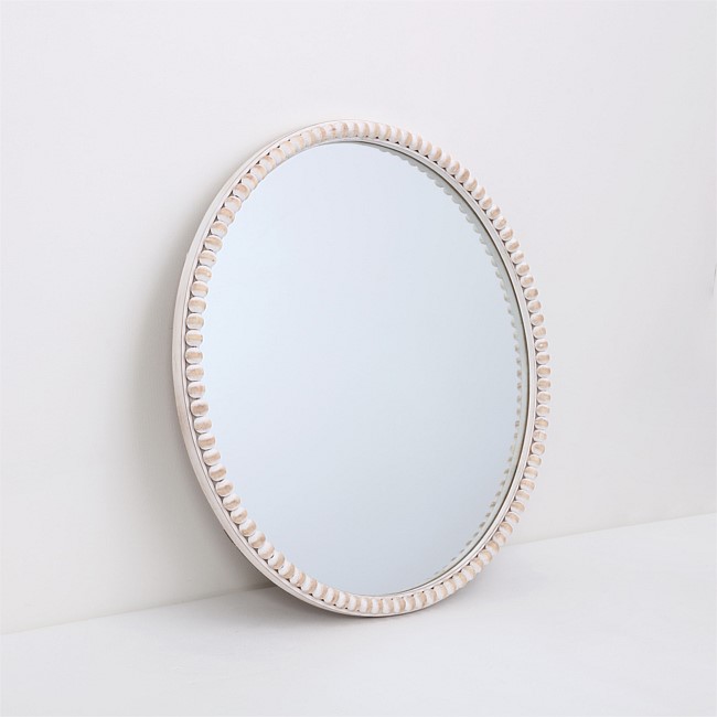 Solace Pine Round Beaded Mirror