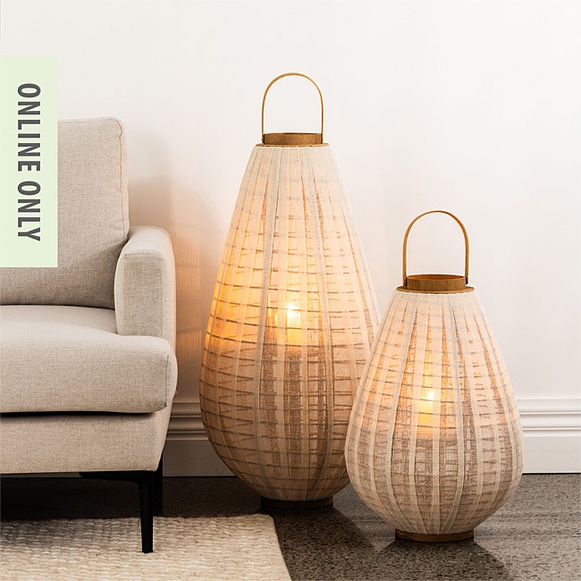 Design Republique Aspyn Bamboo Lantern White