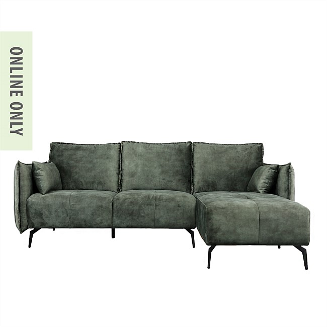 Design Republique Newport Velvet Right Hand Facing Sofa With Chaise Forest