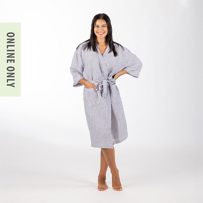 Ecoanthology 100% Linen Stripe Robe Ecoanthology 100% Linen Stripe Robe
