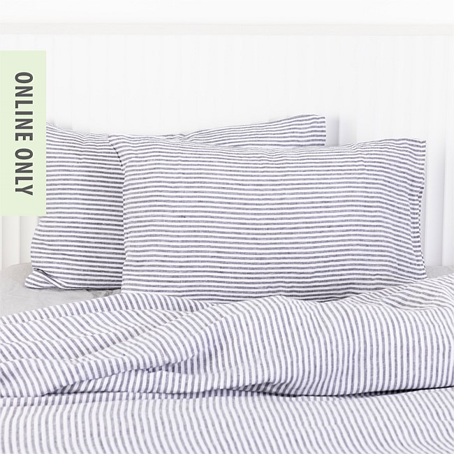 Ecoanthology 100% Linen Stripe Pillowcase Pair