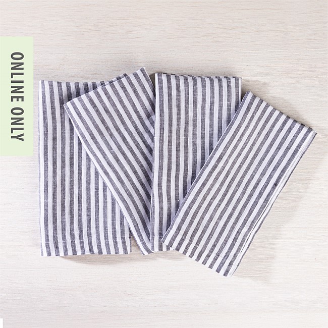 Ecoanthology 100% Linen Stripe Napkins 4 Pack
