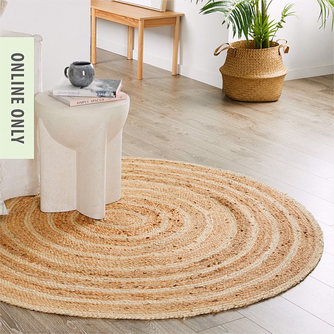 Eco Collection Jute Circles Round Rug 240cm
