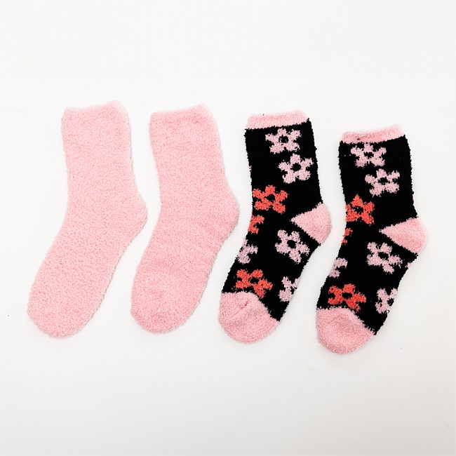 bb&b Sleep Classic Twin Pack Black & Pink Bed Socks 