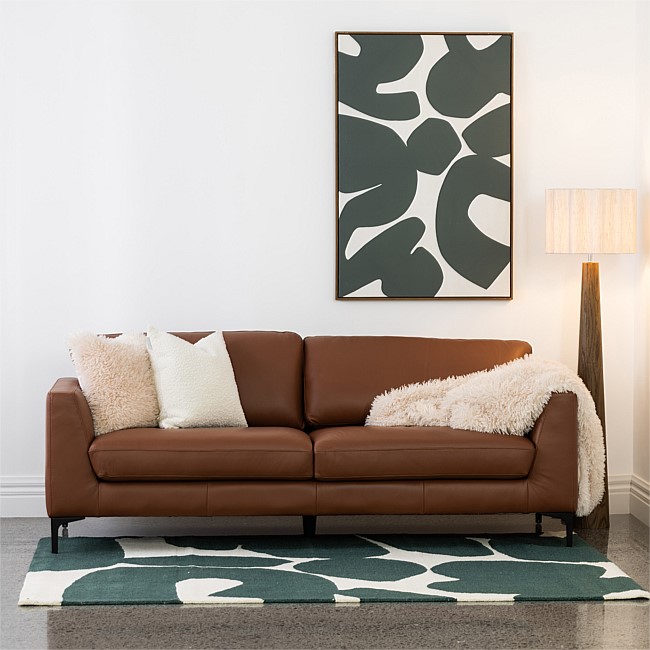 Design Republique Larson Leather Three Seater Couch